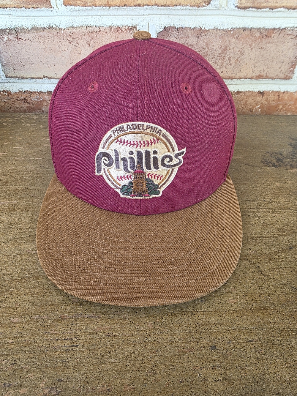 Philadelphia Phillies Two-Tone Fitted 7 1/4  Hat - Maroon & Brown
